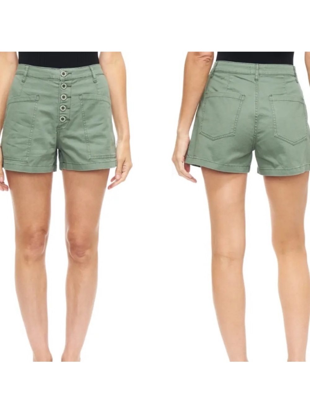 pistola Olive Green High-Waist Button Front Shorts. Worn once